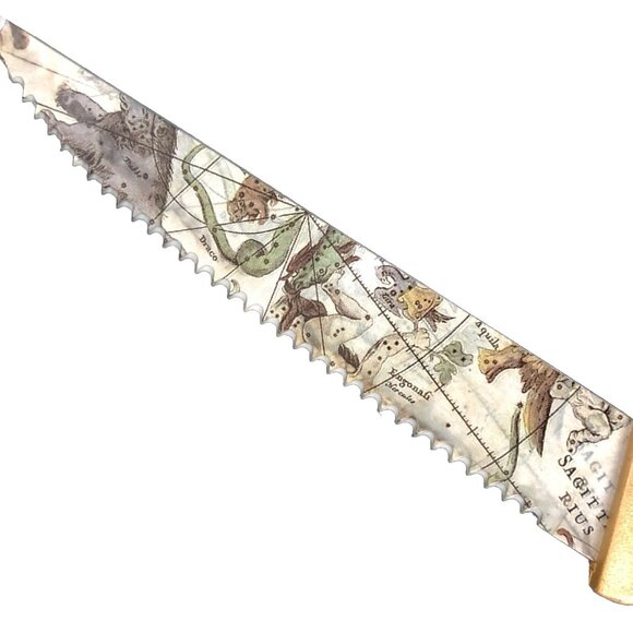 Six (6) Gold Handle Knife with scientific animal print blade Kitchen Knives - Picture 3 of 3